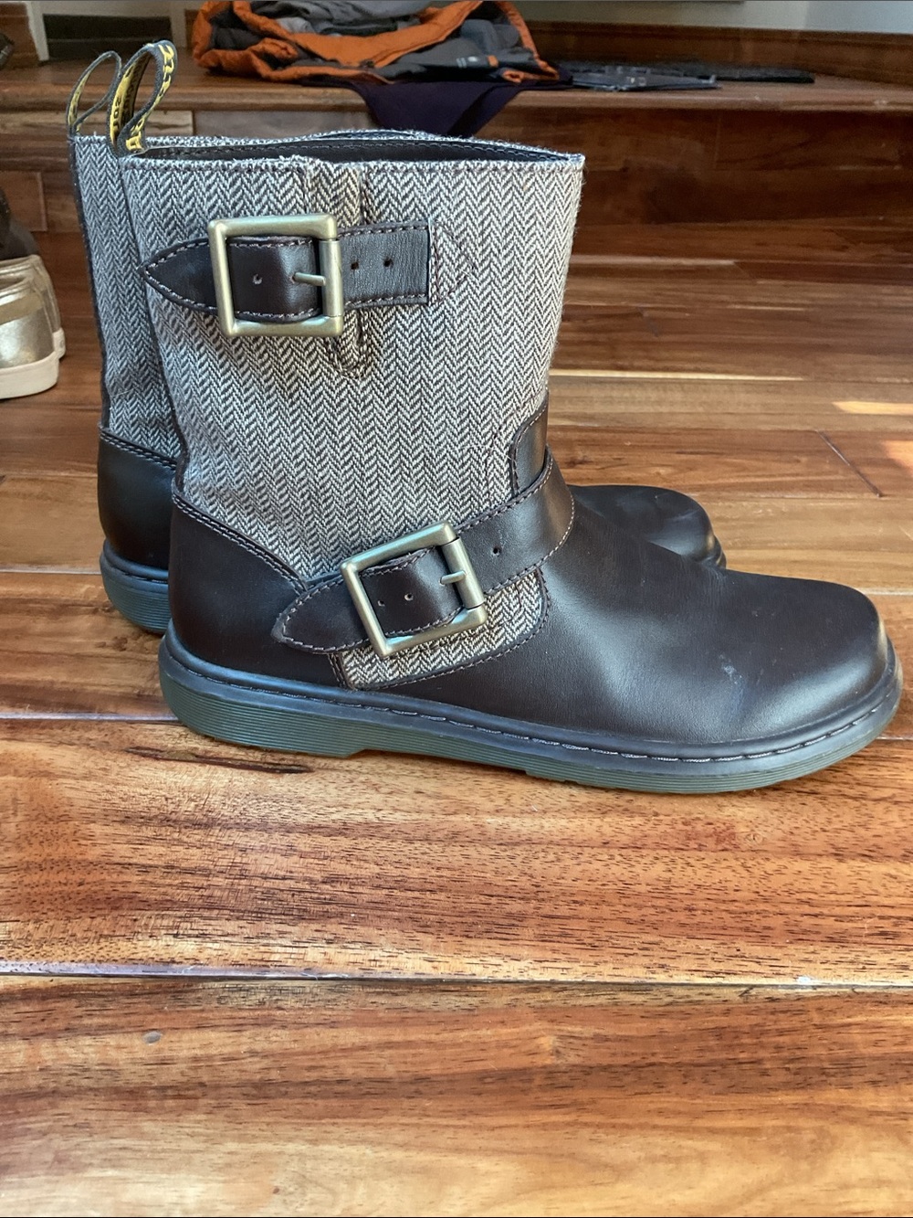 Dr. Martens Brown Leather & Herringbone Boots